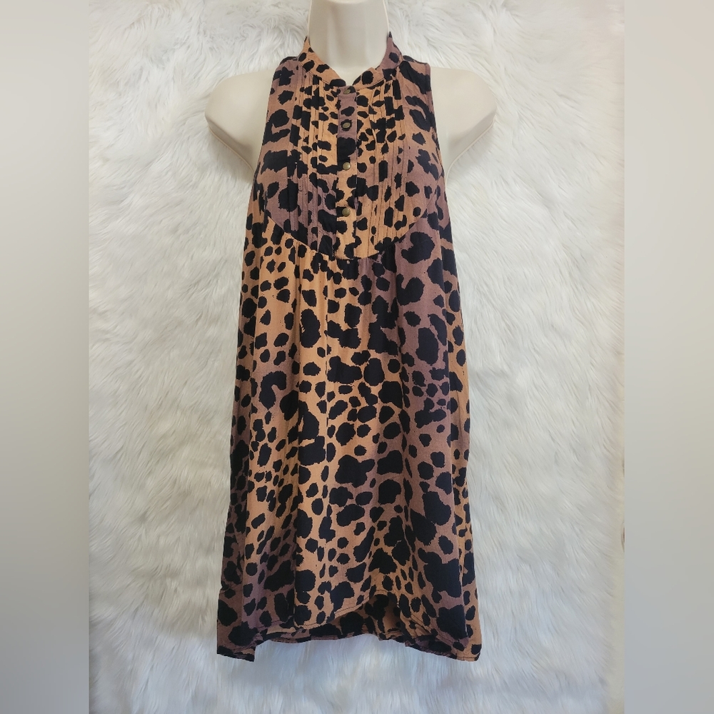Vans Womens SMALL Leopard Print Racer Back High Low boho Flowy